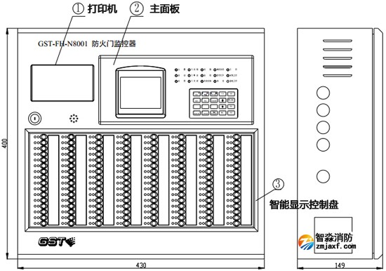 GST-FH-N8001防火門監(jiān)控器外觀示意圖