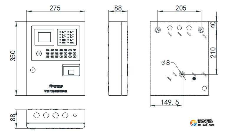 JB-QB-JBF-51S41可燃?xì)怏w報(bào)警控制器外觀尺寸