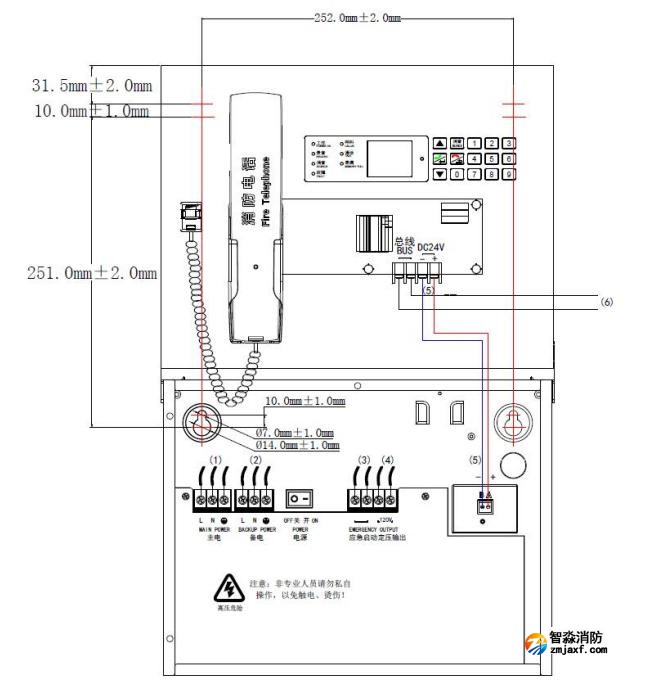 IG1603 IG8150 消防廣播電話一體機(jī)接線端子說明