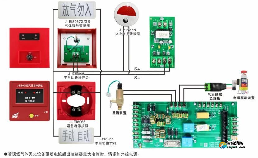 JB-QB-EI8002QT型氣體滅火控制器系統(tǒng)接線圖