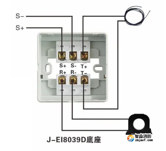 J-EI8733型組合式電氣火災監(jiān)控探測器接線圖