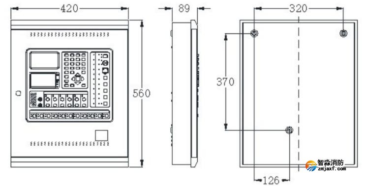 SEC3002火災(zāi)報警控制器（聯(lián)動型）外觀尺寸