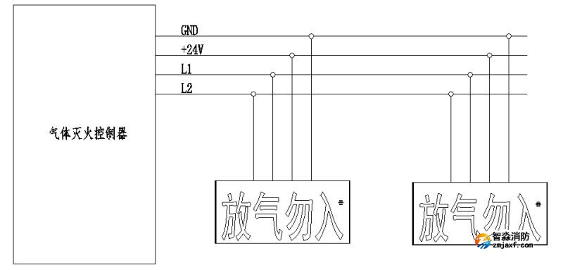 QM-ZSD-03型氣體釋放警報(bào)器接線圖