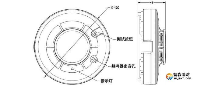 JTY-GD-H362獨立式光電感煙火災(zāi)探測報警器結(jié)構(gòu)示意圖