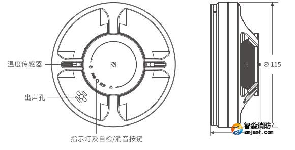 H391N型獨立式感溫感煙火災探測報警器結構圖