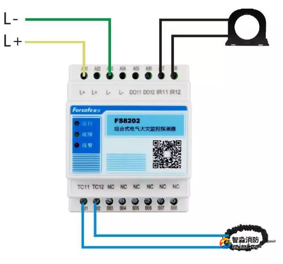 FS8202組合式電氣火災(zāi)監(jiān)控探測器接線圖