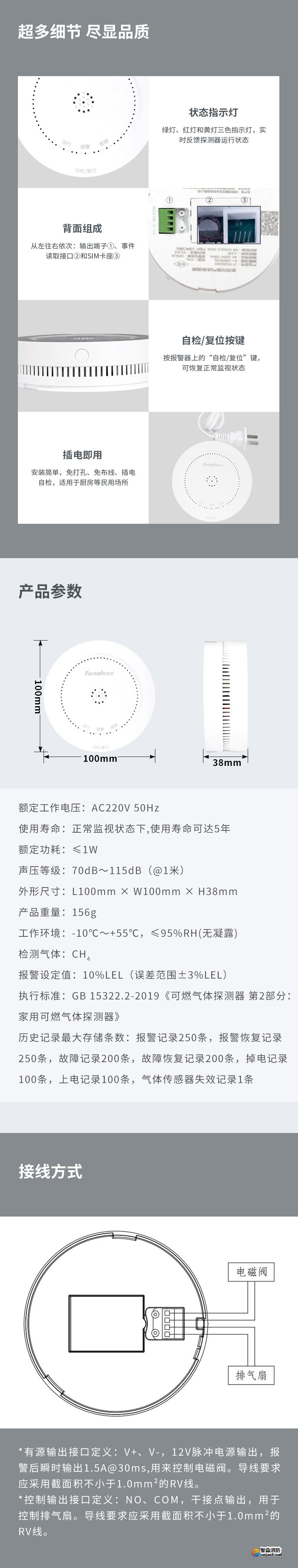 JT-FS3023H/L家用可燃?xì)怏w探測(cè)器3