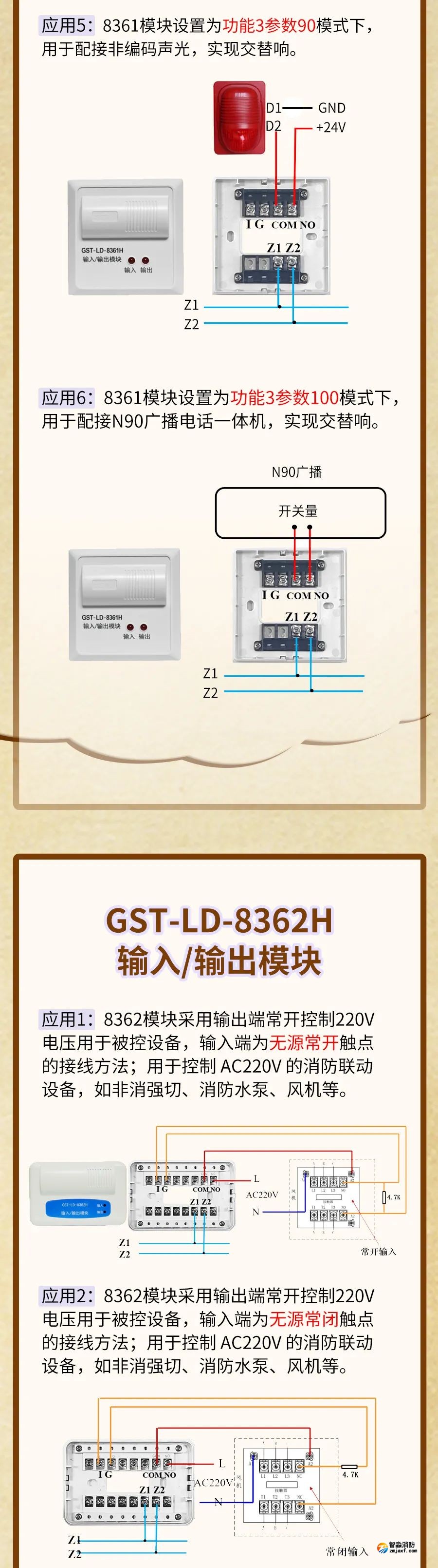 GST-LD-8361H輸入輸出模塊接線圖