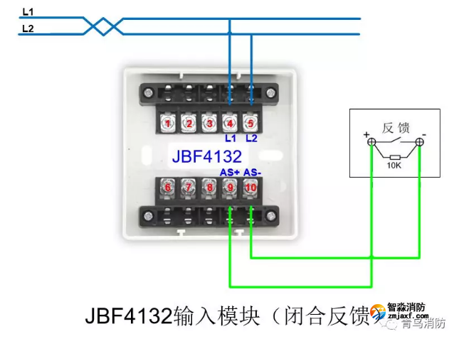 JBF4132輸入模塊閉合反饋接線圖