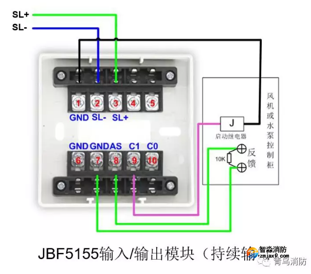 JBF5155輸入/輸出模塊持續(xù)輸出接線圖