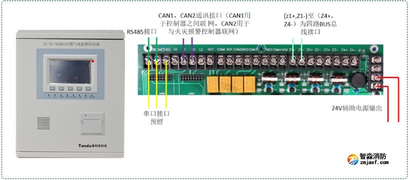 TR3004可燃氣體報警控制器接線圖