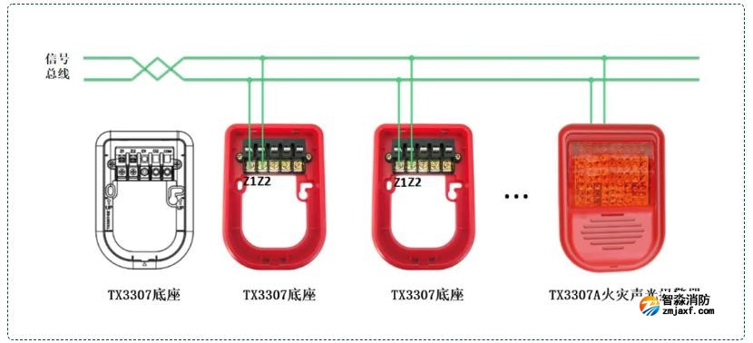 TX3307A火災聲光報警器接線圖