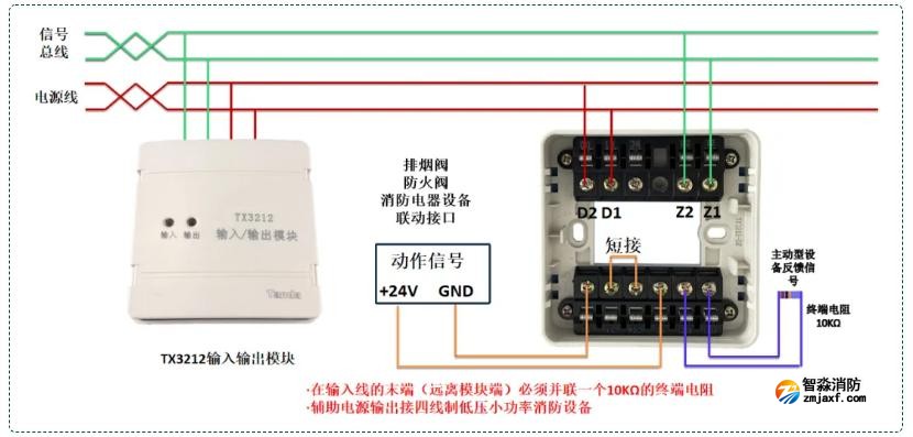 TX3212輸入輸出模塊（四線制）接線圖