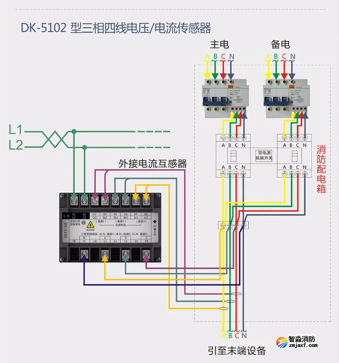 泛海三江消防設備電源監(jiān)控系統(tǒng)接線圖