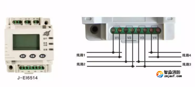 J-EI6514四路單相交流電壓傳感器接線圖