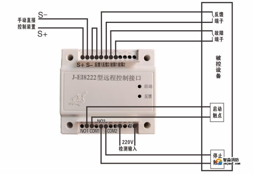 J-EI8222遠(yuǎn)程控制接口接線圖：無源脈沖輸出方式