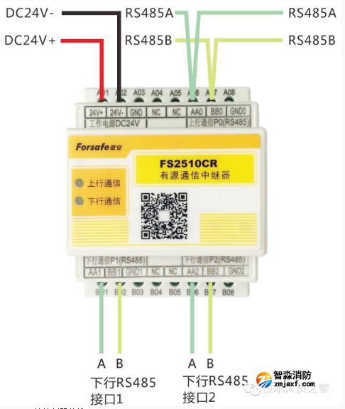 FS2510CR有源通信中繼器接線圖