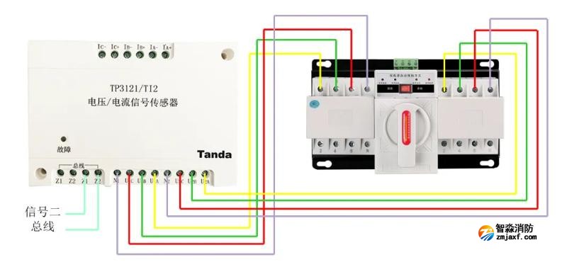 TP3121/TI2電壓/電流信號傳感器接線圖（電壓部分）