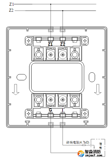 海灣消防GST-LD-8300B輸入模塊常閉無源觸點接線圖